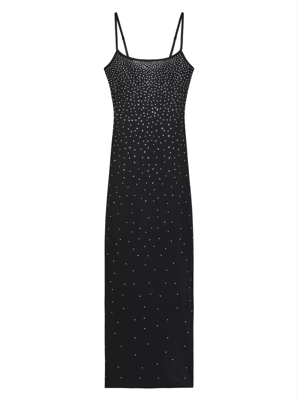 Zara Black Spaghetti-Strap Maxi Dress with Sparkle Embellishments